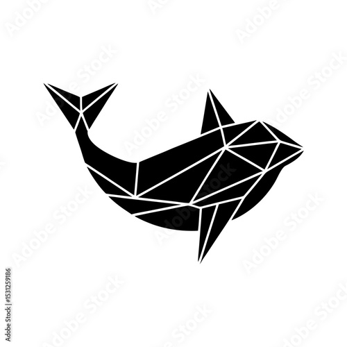 Geometric whale vector illustration low poly dolphin logo icon vector illustration