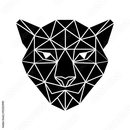 Geometric panther head low poly vector illustration logo icon