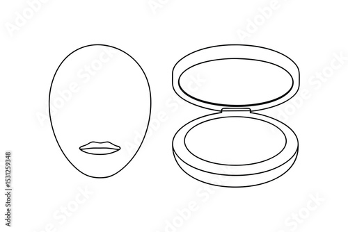 Simple line drawing compact powder makeup face