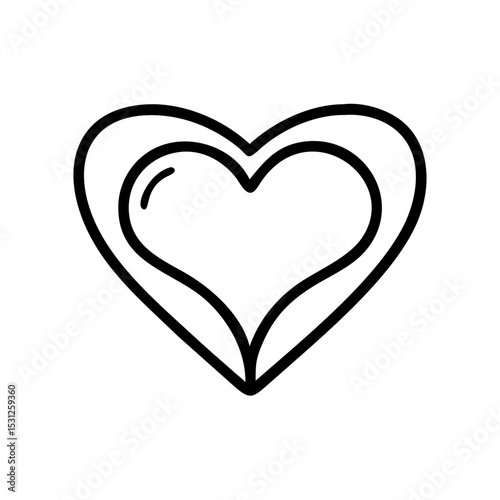 Hand-Drawn Double Heart Outline Simple Line Art Design