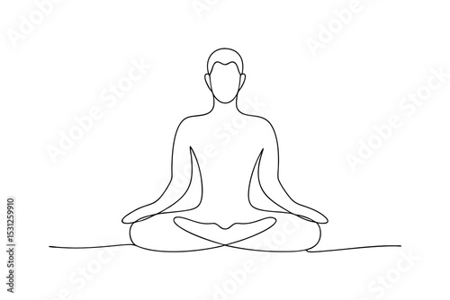Simple line drawing of person in lotus yoga pose meditation