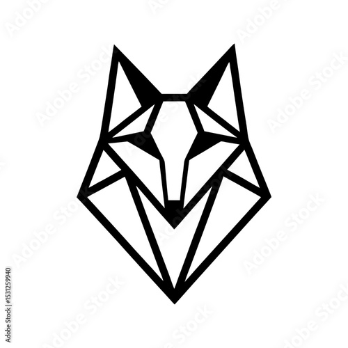 Geometric wolf head low poly fox logo icon vector illustration