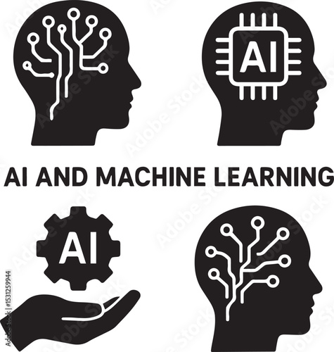 Conceptual icon of a human head silhouette with a visible brain, symbolizing ideas, intelligence, and innovative thinking