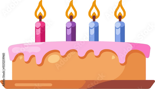 Birthday-Cake-with-Candles-Celebration-Pastry-Dessert-Sweet-Treat-Pink-Icing-Flames-Party-Food-Anniversary-Festive-Bakery-Illustration-Colorful-Cheerful-Joyful