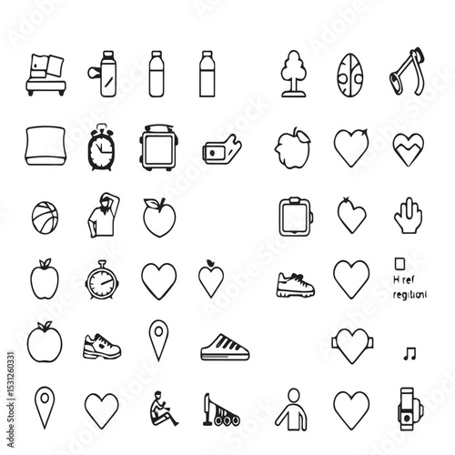 Collection of health fitness wellness icons