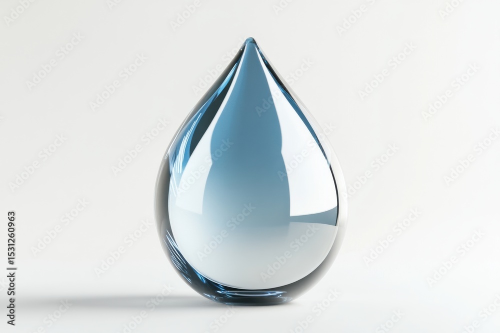 Fototapeta premium Large glass water drop isolated on white background
