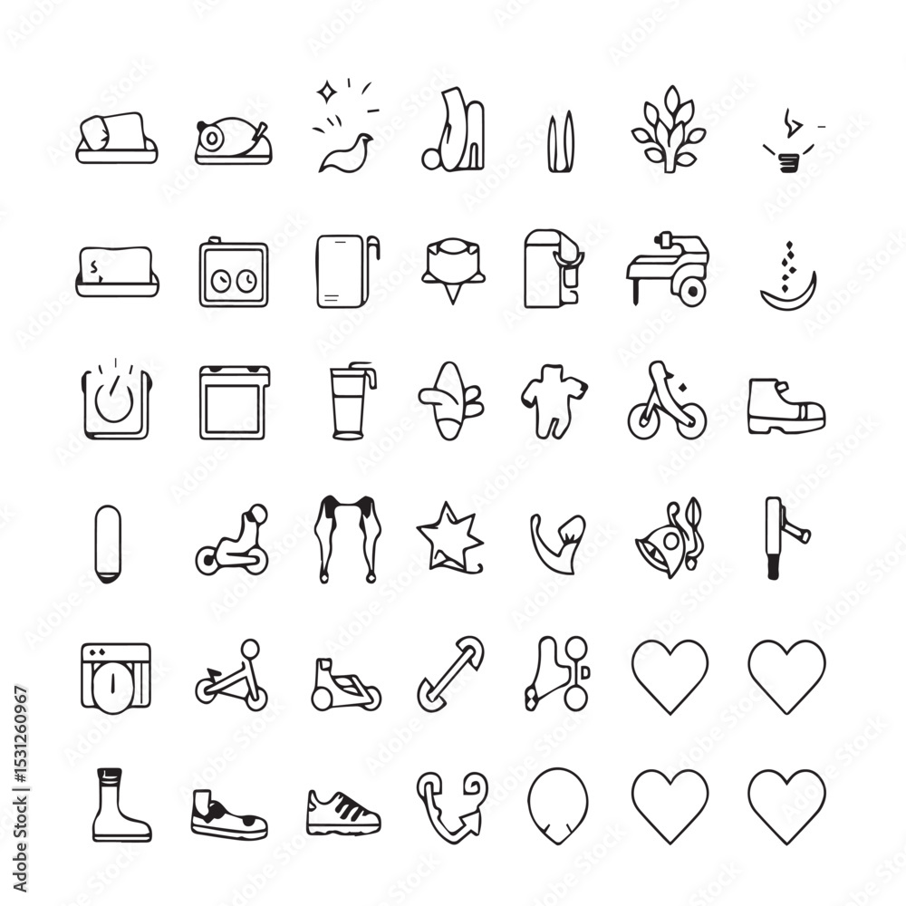 Fototapeta premium Collection of hand drawn line icons for web and app design