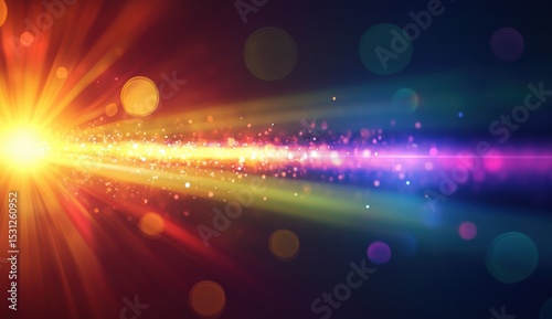 Blurred rainbow refraction overlay light effect using a prism lens