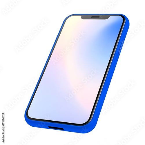 Modern blue smartphone mockup blank screen