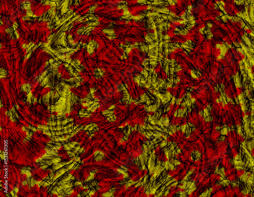 Abstract Red and Yellow Swirl Pattern with Cracks