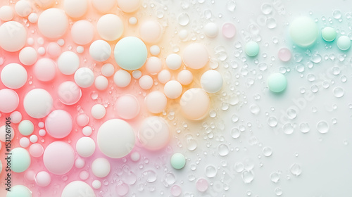 Colorful bubble and water drops pattern with soft gradient background for creative design and wallpaper