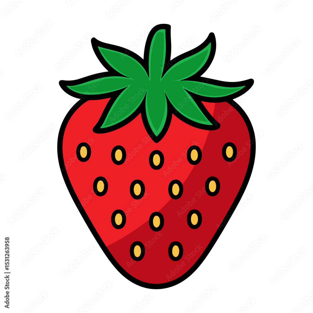 Obraz premium Cartoon strawberry illustration red fruit graphic