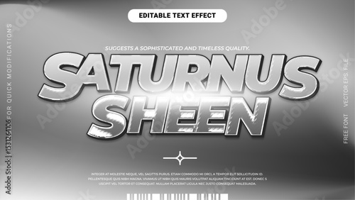 Saturn Sheen Editable Chrome Text Effect with Sleek Silver Finish and Planet-Inspired Glow