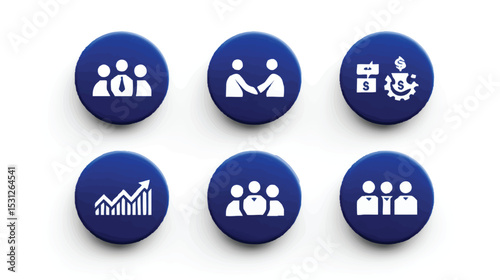 Six blue buttons with white icons two rows of three