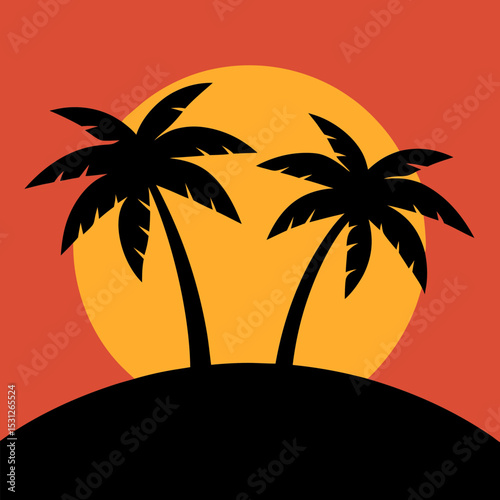 vector illustration of a tropical sunset