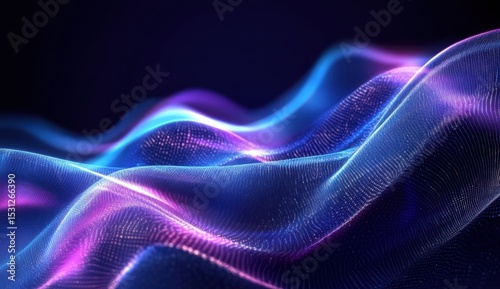 Digital Waveforms in Shades of Blue and Purple Abstract Background