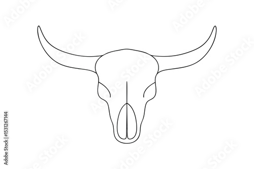 Line drawing of a longhorn skull western design
