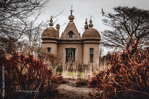 Whimsical house hidden in autumnal landscape