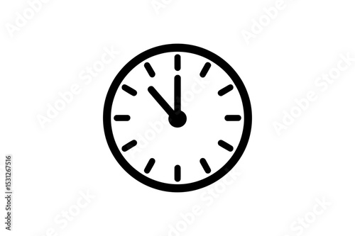 Simple black and white clock face showing time eleven