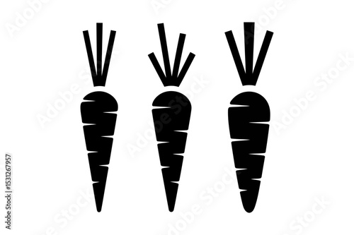 Illustration of three black silhouette carrots