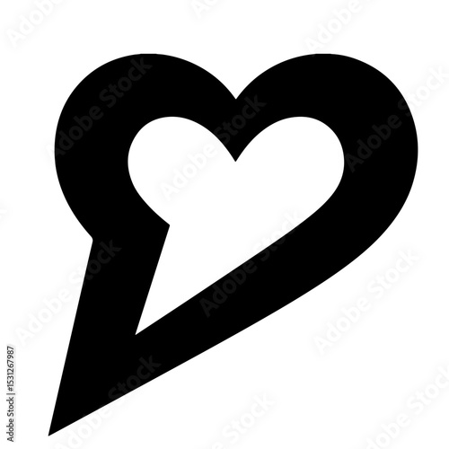 Black abstract heart shape, vector illustration, graphic design element