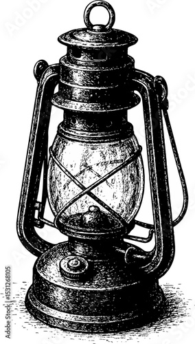 Vintage black-and-white isometric illustration of detailed survival tools and tactical gear arranged symmetrically in engraving style