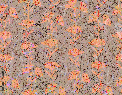 Abstract Floral Crackle Texture, Peach and Brown Hues