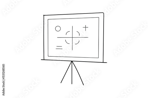 Simple line drawing of a presentation board with target symbols