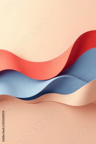 Abstract Wave Design Red Blue Minimalist Art Background
