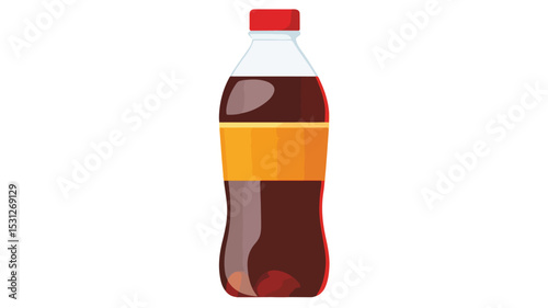 Sleek Bottle of Soda Vector on White Background, Isolated Graphic Design Element for Refreshing Drink Concepts