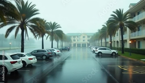 Wallpaper Mural A parking lot is flooded with heavy rain and strong winds Torontodigital.ca