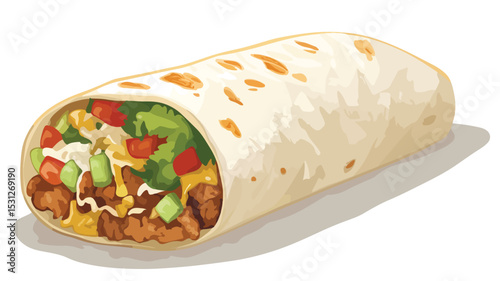 Delicious Burrito Vector Illustration for Food Lovers and Mexican Cuisine Enthusiasts