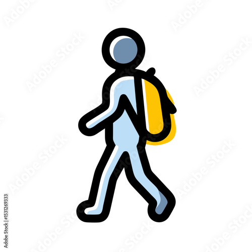 Walking Person with Backpack Simple Illustration of Travel and Adventure
