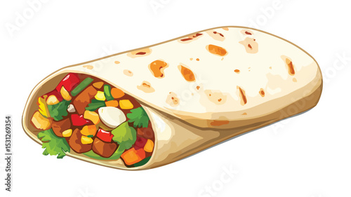 Delicious Burrito Vector Illustration for Food Concepts and Mexican Cuisine Designs