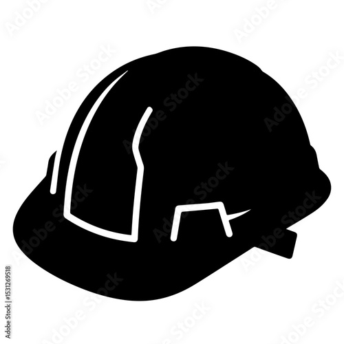 Black and white hard hat safety helmet vector icon illustration