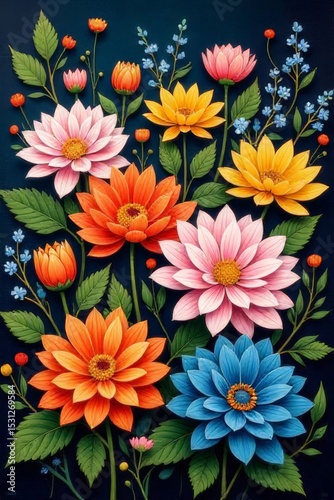 Colorful Floral Arrangement Against Dark Background