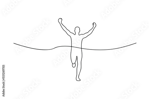 Winning runner line drawing minimalist sport success