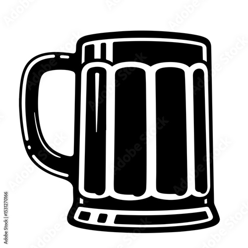 Black and white beer mug illustration, vector design
