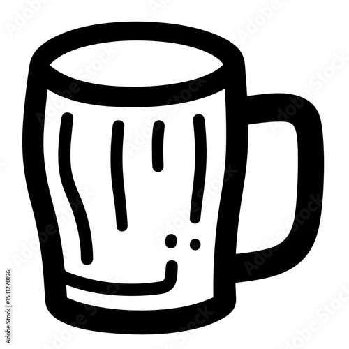 Bold Black Line Art Mug Illustration, Vector Design Element