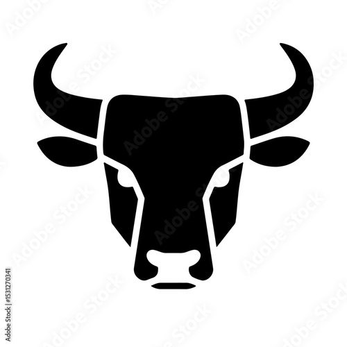 Black Bull Head Silhouette, Vector Illustration, Strong, Powerful Design Element
