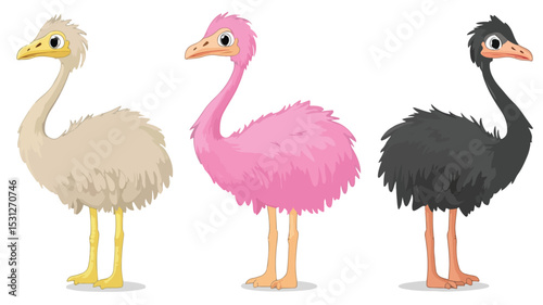Cute Cartoon Ostrich Vector Illustration for Designs and Projects