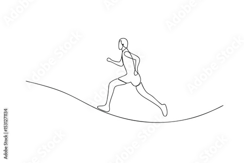 Continuous line drawing of a runner jogging