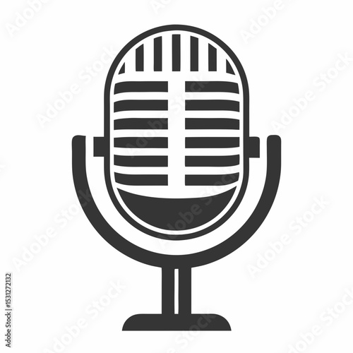 Retro Microphone Logo Vector Design.