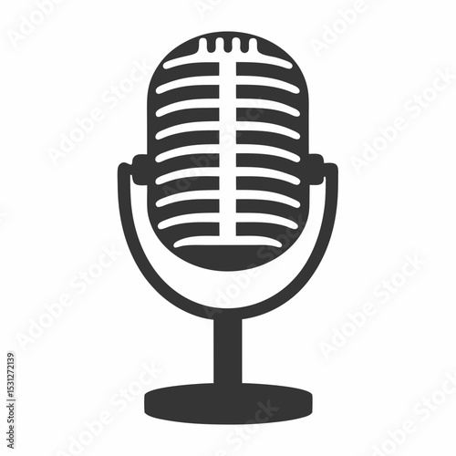 Retro Microphone Logo Vector Design.