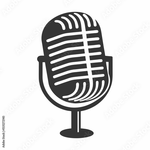 Retro Microphone Logo Vector Design.
