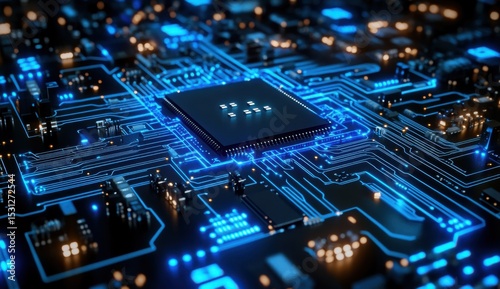 High-tech Circuit Board Background in Digital Technology