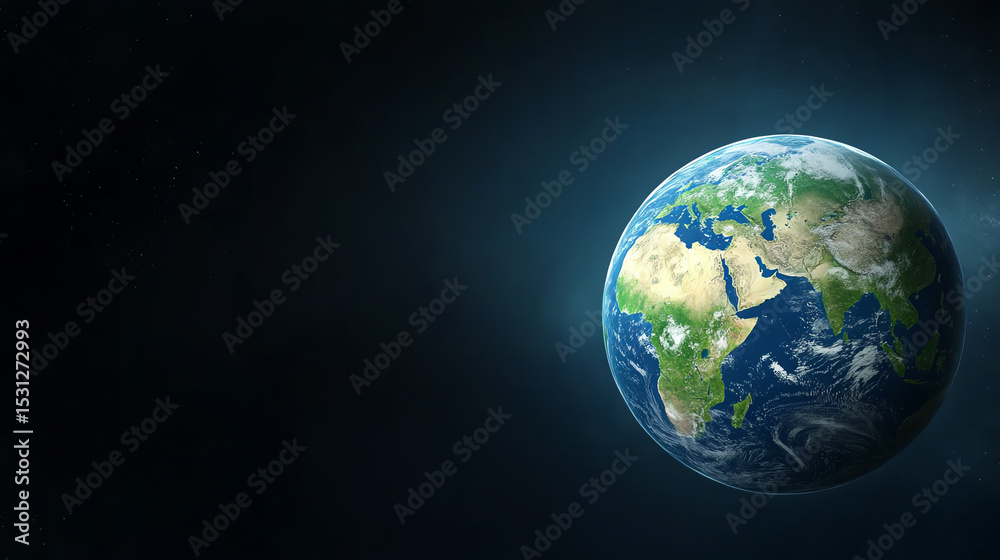 Fototapeta premium A stunning view of Earth from space, showcasing its diverse landscapes and vibrant colors against the backdrop of the cosmos.