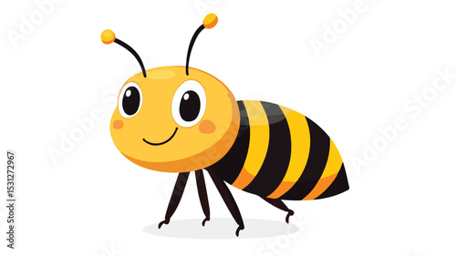 Adorable Cartoon Bee Character Vector Illustration Isolated on White Background