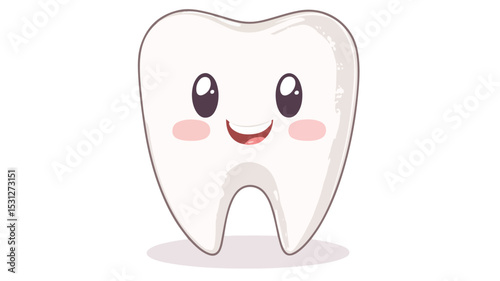 Cheerful Cartoon Tooth Vector Illustration for Dental Health Promotion
