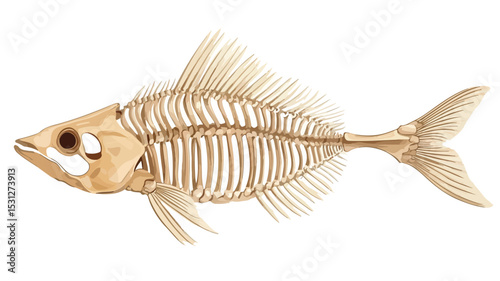 Detailed Fish Bone Skeleton Vector Isolated Illustration for Professional Designs